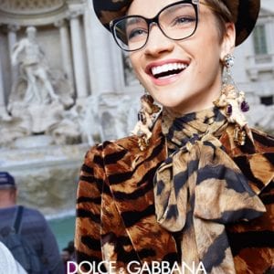 Woman wearing large Dolce & Gabbana Glasses