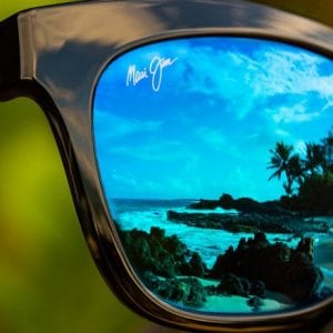 Close up of maui jim glasses