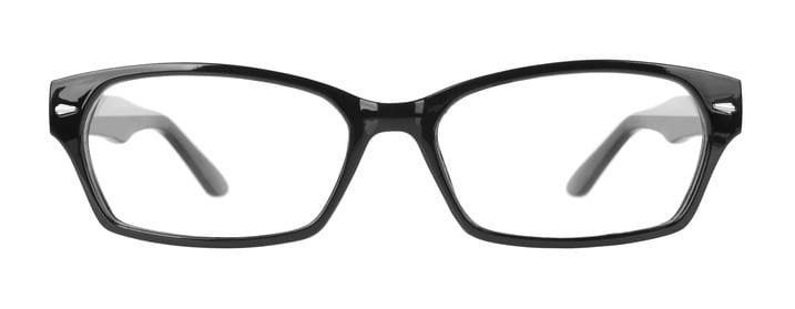 black box frame glasses isolated on white background