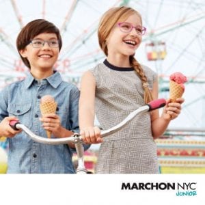 Kids wearing marchon junior glasses